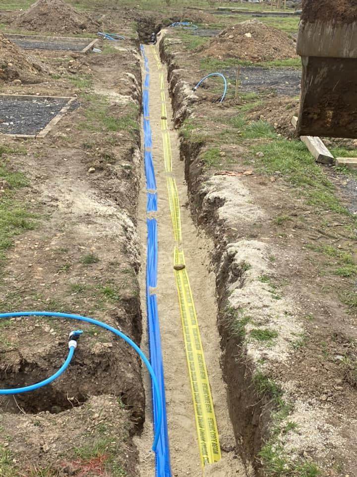 Groundwork project with excavator and prepared base